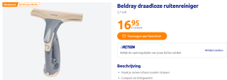 Beldray BEL0749 Draadloze oplaadbare Ruitenreiniger voor €16,99 bij de Action