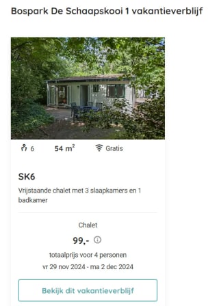 Vanaf €129 een weekend, midweek of weekje weg bij Roompot