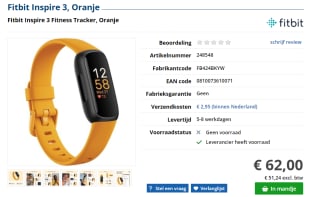 Fitbit Inspire 3 Zwart (Oranje) voor €62 bij Informatique