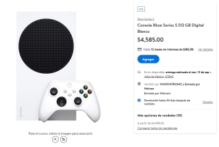 Xbox Series S 512GB Digital por $4,585 en Walmart