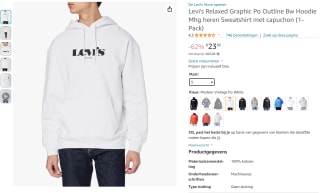 Levi's Relaxed Graphic Po heren sweatshirt (wit) voor €23,90 bij Amazon