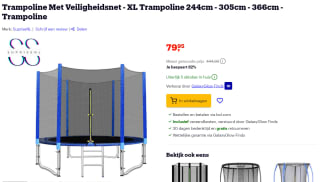 Trampoline Met Veiligheidsnet voor €79,95 bij Bol.com