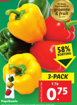 Paprika mix voor €0,75 bij de Lidl