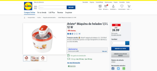 Máquina de helados 1,5 L 12 W Ariete® por 26.99€