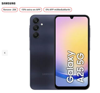 Móvil Samsung Galaxy A25 5G 128GB 6GB RAM 6.5" FHD+ Exynos 1280 Octa-Core 5000mAh Android 14 por 199€