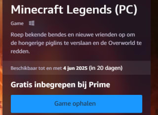Minecraft Legends voor pc en Xbox (key) gratis via Prime Gaming