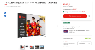 TV 55 pulgadas QLED TCL 55C649 con 4K HDR Pro, Google TV, Dolby Vision por 340€