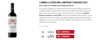 6 Botellas de Campillo Edición Limitada Crianza 2021 por 40€