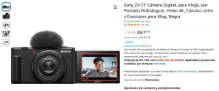 Sony ZV-1F Cámara Digital por 457€