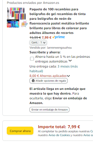 Paquete 100 recambios bolígrafos de gel por 7,99€