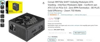 Corsair RM750x SHIFT ATX3.0 PSU voor €119 bij Amazon