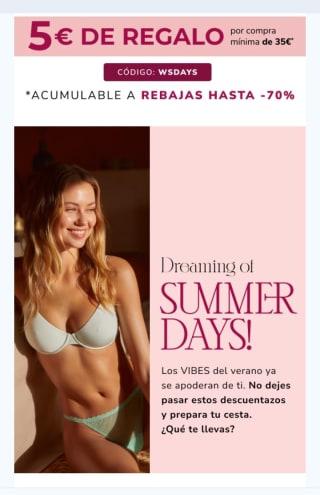 -5€ de Regalo con compra en Women'Secret.