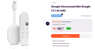 GOOGLE Chromecast 4K met Google TV - Wit voor €48,95 bij Ibood