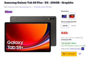 Samsung Galaxy Tab S9+ WiFi + 5G, 12GB ram, 256GB opslag voor €935 bij Bol.com