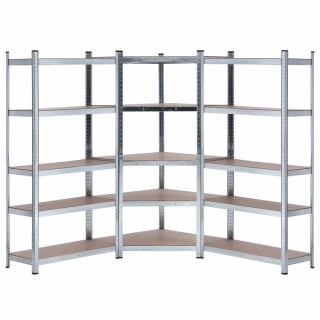 Pack 2 Estanterías Modulares y 1 Estantería Esquinera Galvanizadas 5 Baldas por solo 119,91€
