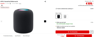 Apple HomePod (2e generatie) Middernacht voor €329 bij de Mediamarkt