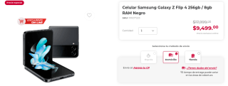 Samsung Galaxy Z Flip 4 256GB por $8,074 en Office Depot con PayPal