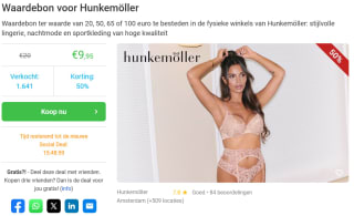 Tot 52% korting op een waardebon voor Hunkemöller bij Social Deal
