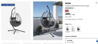 Jysk hangstoel voor €200