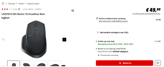 Logitech MX Master 2S Draadloze Muis Zwart (2024) voor €49,90 bij de Mediamarkt