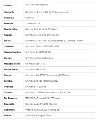 Bicicleta MTB 29" Willier 101x (xt/recon) fibra carbono por 989€