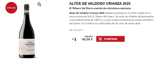 6 Botellas de Altos de Valdoso Crianza 2020 por 38€