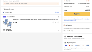 Pack 2 sillas playa Aktive plegables de textileno y aluminio 44x40x72 cm con asa de hombro y topes antivuelco soportan 100 kg por solo 35,22€