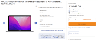 Macbook Pro MNEQ3E M2 8GB SSD 512GB 13" por $19,999 en Pedidos