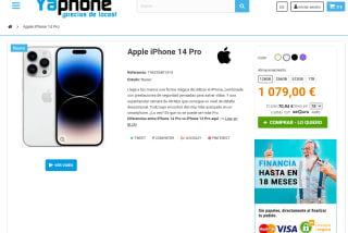 Móvil iPhone 14 Pro 128GB por 1,079€
