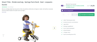 Smart Trike - Kindervoertuig - Springo Farm Eend - Geel - Loopauto voor €14,95 bij thystoys