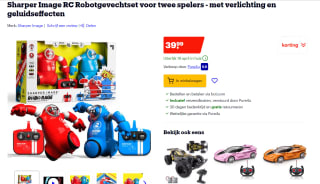 Sharper Image RC Robotgevechtset voor twee spelers - met verlichting voor €39,99 bij bol.com