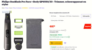Philips OneBlade Pro Face + Body QP6550/30 scheerapparaat voor €48,99 bij Bol.com