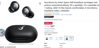 Soundcore Space A40 oordopjes voor €49 bij Amazon