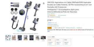 Aspiradora sin Cable 6 en 1 450W por 109,50€