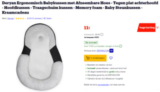 Deryan ergonomisch babykussen voor €11 bij Bol