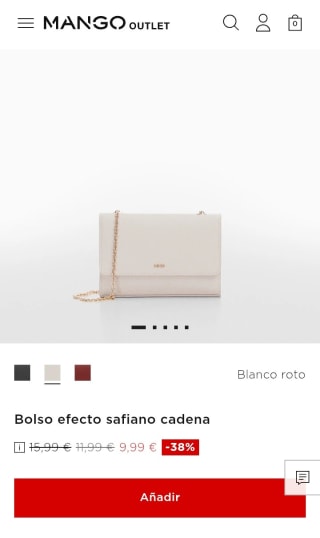 Bolso efecto safiano con cadena por 9,99€.