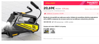 Compresor neumáticos eléctrico por 17,69€