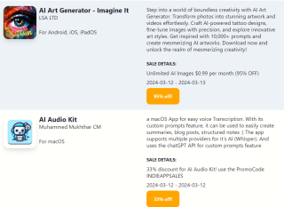 Diverse apps voor IOS,iPadOS, MacOS nu tijdelijk gratis of tot 95% korting bij Indieappsales