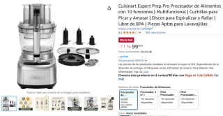 Cuisinart Expert Prep Pro Procesador de Alimentos con 10 funciones por 99,90€