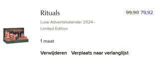 Rituals Limited Edition Luxe Adventskalender voor €79,92 bij De Bijenkorf