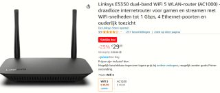 Linksys E5350-EU dual-band WiFi 5-router (AC1000) voor €29,99 bij Amazon