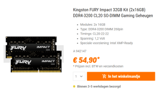 Kingston FURY Impact - Geheugen voor €54,90 bij Nbb