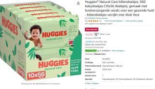 Huggies billendoekjes - Natural Care - 10 x 56 stuks - 560 doekjes - billendoekjes voor €8,49 met Amazon Prime