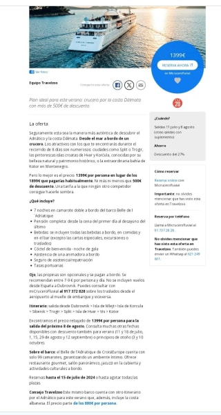 Crucero por Croacia y Montenegro 8 dias8desde 1399€.