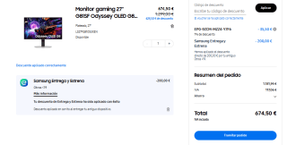 Monitor gaming Samsung LS27FG810SUXEN, 27 ", UHD 4K, 0,03 ms por 674,50€