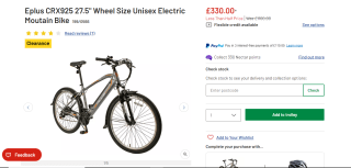 Eplus CRX925 27.5" Electric Mountain Bike - £330