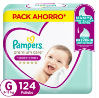 Pañales Premium Care G, 124 un por $22.545