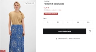 Falda midi estampada Cortefiel por 9.74€