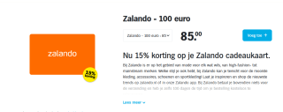 15% korting op een Zalando cadeaubon in de AH oordeelshop