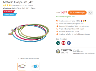 Metallic Hoepelset , 4st. voor €14 bij Lobbes